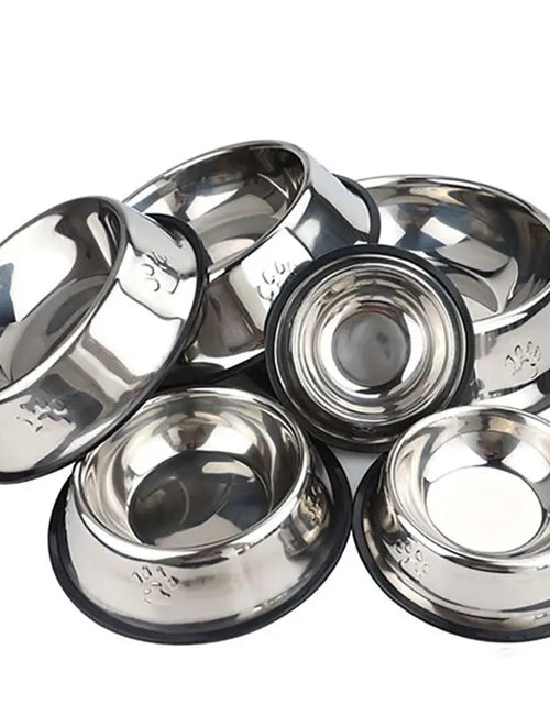 Load image into Gallery viewer, Paw Stainless Steel Pet Dog Bowl Feeder Skidproof Anti-Ant Shape Cat Dog Bowls Food Accessories Pet Supplies 6 Sizes
