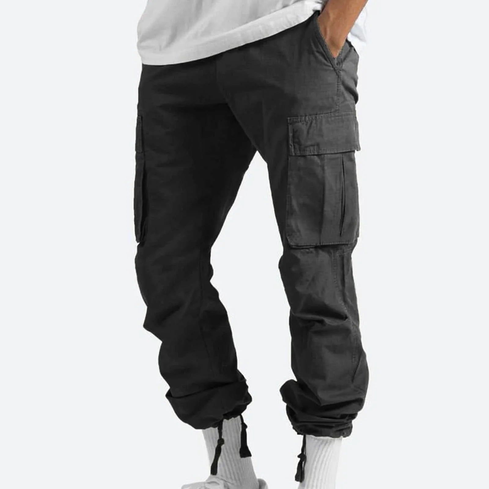 Pantalones Pantalones Largos Para Hombre Sólido 2025 Casual Múltiples Bolsillos Al Aire Libre Tipo Recto Pantalones De Fitness Pantalones Cargo Pantalones Gris