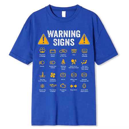 Funny Driving Warning Signs 101 Auto Mechanic Gift Driver T-Shirt Oversized Casual T Shirt Cotton Mens Tops Tees Cotton Clothing