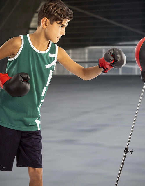 Load image into Gallery viewer, Playworld Boxing Punching Bag Set with Gloves, Pump and Adjustable Stand - Red
