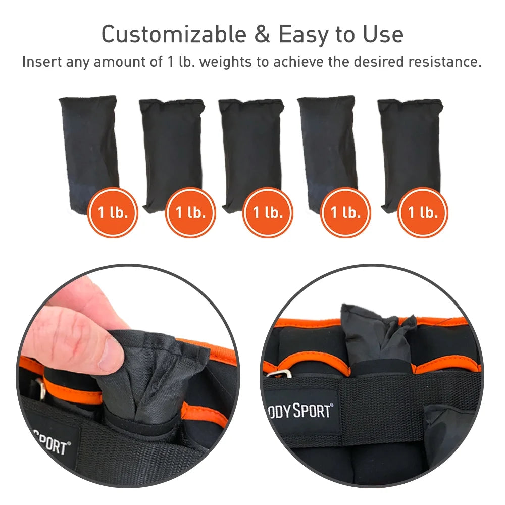 1 Libra – 5 Libras Negro/Negro Pesas Ajustables Para Tobillo Para Hombre, Mujeres Y Niños – Ayuda Para Hacer Ejercicio Para Mayor Resistencia