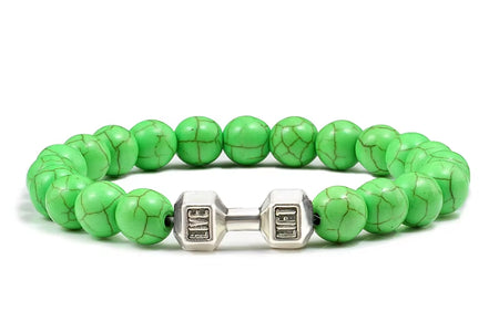 Gym Dumbbells Beads Bracelet Natural Stone Barbell Energy Weights Bracelets for Women Men Couple Pulsera Wristband Jewelry Gift