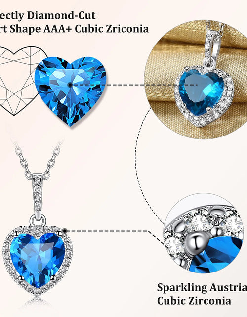 Load image into Gallery viewer, December Synthetic Turquoise Birthstone Necklaces Women Pure 925 Sterling Silver Love Heart Pendant Mother'S Day Gifts for Wife Mom Daughter
