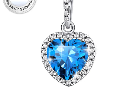 December Synthetic Turquoise Birthstone Necklaces Women Pure 925 Sterling Silver Love Heart Pendant Mother'S Day Gifts for Wife Mom Daughter