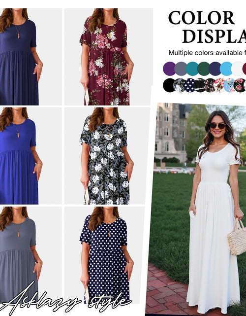 Load image into Gallery viewer, Women'S Short Sleeve Loose Plain Maxi Dresses Casual Long Dresses with Pockets,Mother'S Day,Dark Purple,Xl
