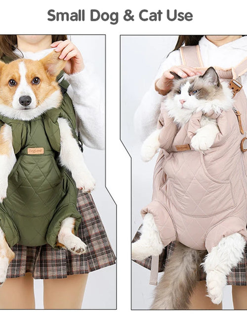 Load image into Gallery viewer, Winter Pet Dog Backpack Thicken Warm Cat Backpack Hands Free Portable Travel Dog Carrier for Small Dogs Windproof Safety Pet Bag
