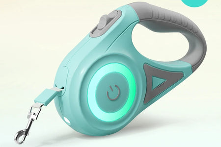 5M Automatic Retractable Dog Leash LED Luminous Leading Fashion Light Straps for Dog Puppy Pet Flexi Walking Running Lead