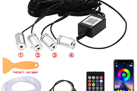 LED Car Interior Ambient Strip Lights RGB Fiber Optic Atmosphere Neon Lighting Kit W/ APP Remote Control Auto Decorative Lamps