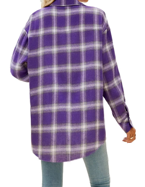Load image into Gallery viewer, Camisas De Franela a Cuadros Para Mujer, Camisas De Manga Larga Y Botones, Blusas Y Tops
