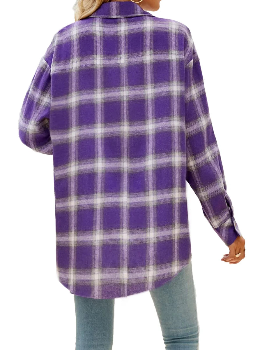Camisas De Franela a Cuadros Para Mujer, Camisas De Manga Larga Y Botones, Blusas Y Tops