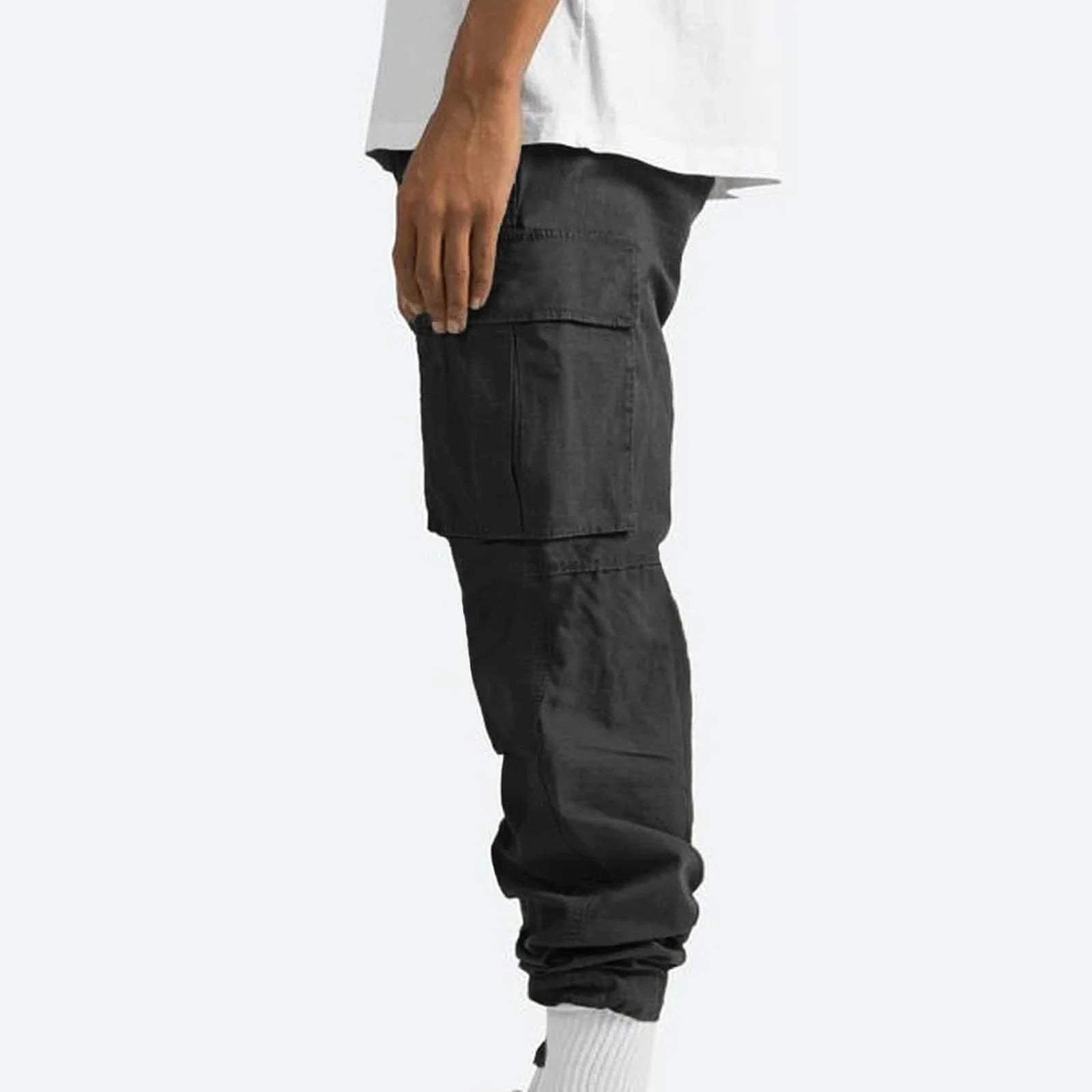 Pantalones Pantalones Largos Para Hombre Sólido 2025 Casual Múltiples Bolsillos Al Aire Libre Tipo Recto Pantalones De Fitness Pantalones Cargo Pantalones Gris