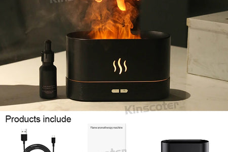 Aroma Diffuser Air Humidifier Ultrasonic Cool Mist Maker Fogger Led Essential Oil Flame Lamp Difusor