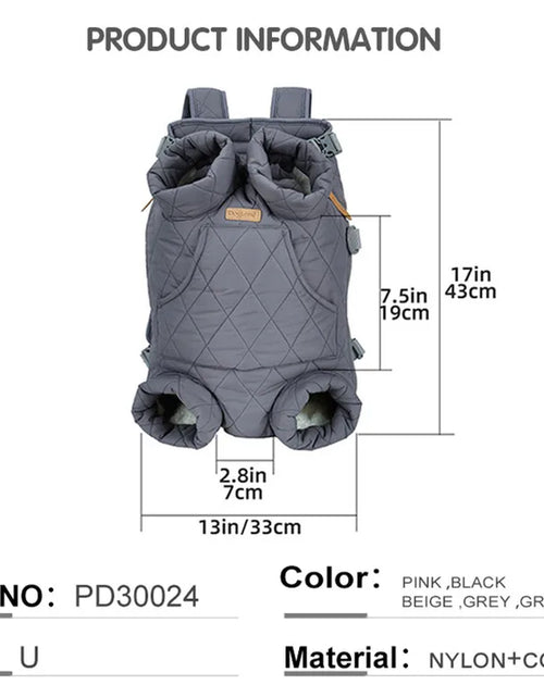 Load image into Gallery viewer, Winter Pet Dog Backpack Thicken Warm Cat Backpack Hands Free Portable Travel Dog Carrier for Small Dogs Windproof Safety Pet Bag
