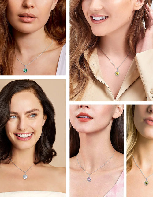 Load image into Gallery viewer, December Synthetic Turquoise Birthstone Necklaces Women Pure 925 Sterling Silver Love Heart Pendant Mother'S Day Gifts for Wife Mom Daughter
