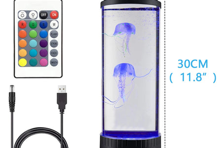 Jellyfish Lamp Color Changing Remote Control Aquarium Tank LED Night Light Birthday Gift USB Charging Relaxing Mood