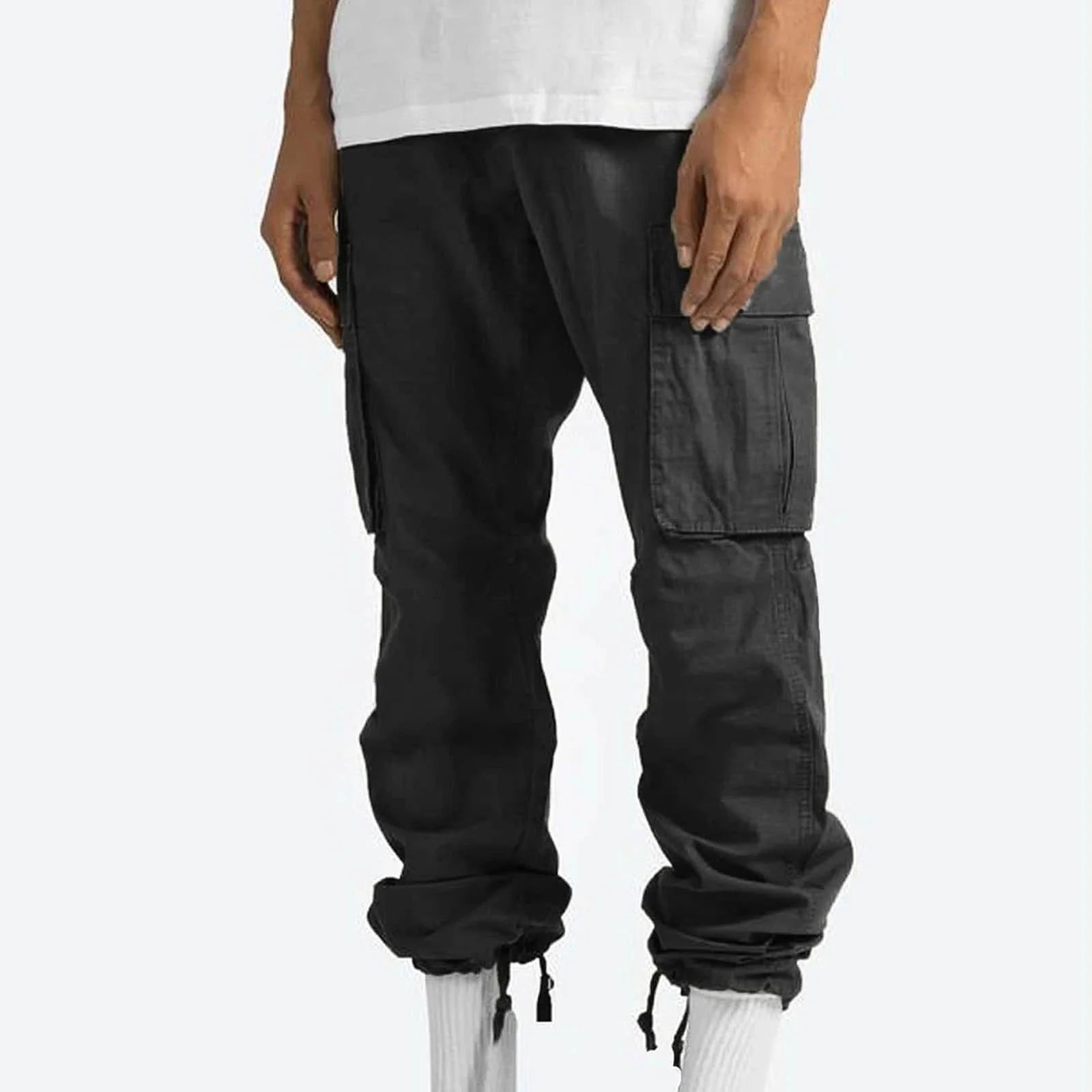 Pantalones Pantalones Largos Para Hombre Sólido 2025 Casual Múltiples Bolsillos Al Aire Libre Tipo Recto Pantalones De Fitness Pantalones Cargo Pantalones Gris