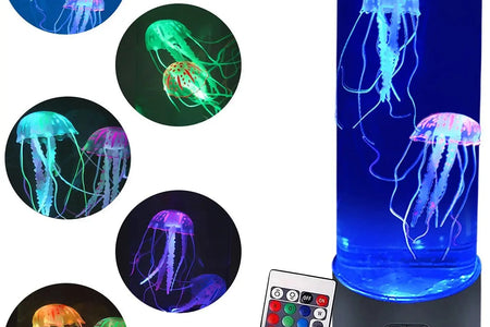 Jellyfish Lamp Color Changing Remote Control Aquarium Tank LED Night Light Birthday Gift USB Charging Relaxing Mood